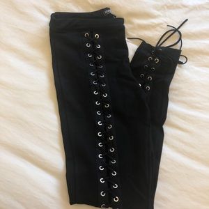 Fashion Nova black lace up pants - Large